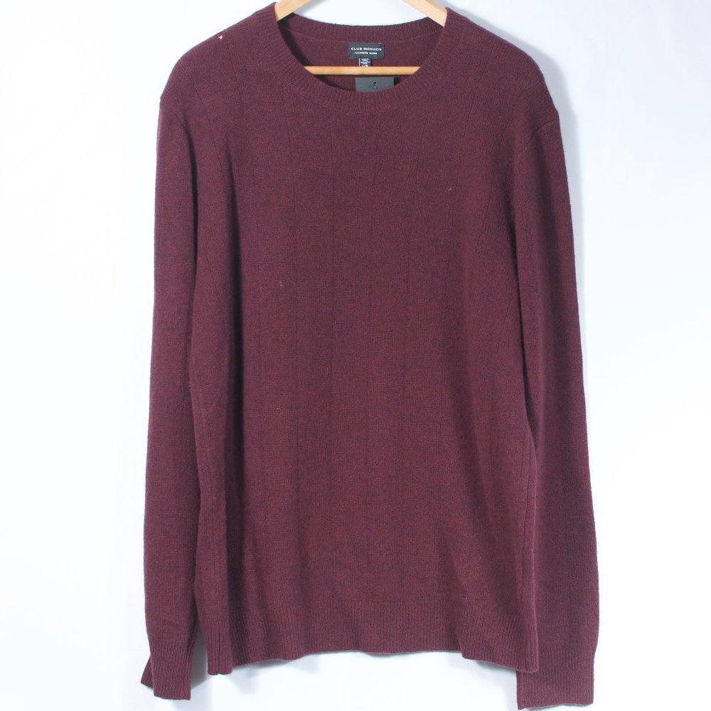 Club Monaco L Men's Crew Neck Sweater Maroon  Wool Cashmere